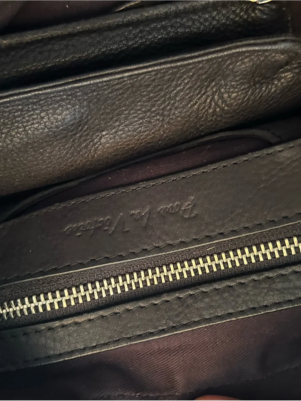 Pour La Victoire Black Leather Satchel with Chain Handles